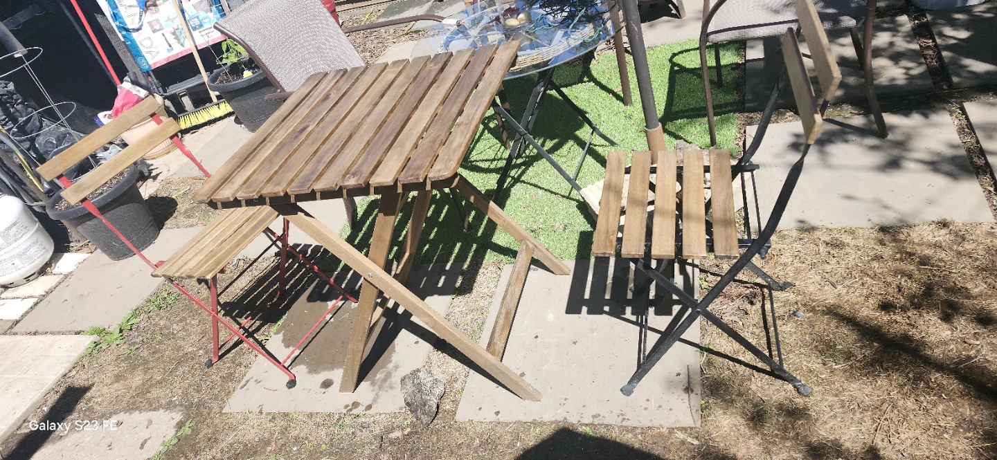 Wooden Bistro Table and Chairs Set. Excellent condition. - photo 2