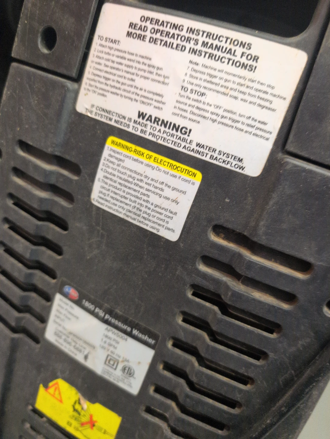 All-Power 1800 PSI Pressure Washer - photo 4