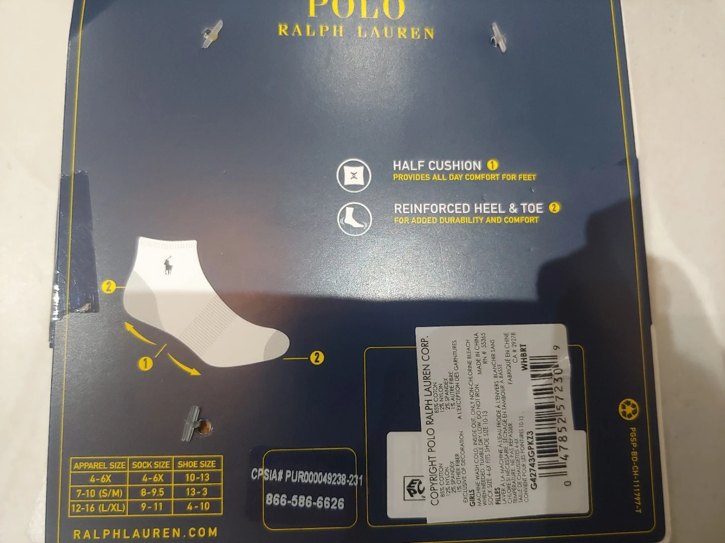New Polo Ralph Lauren Girls Socks - 6 Pairs 4-6X - photo 3