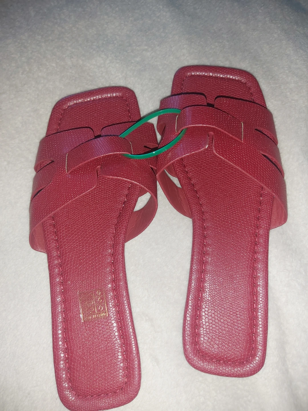 Red Square Toe Slip-On Sandals Size 40