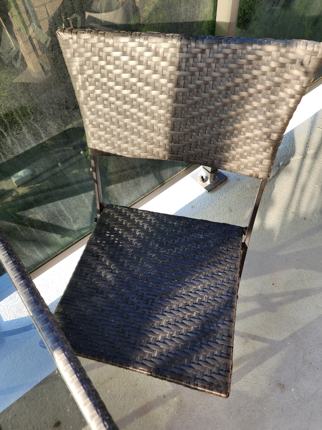 Wicker patio 2 chairs and glass-top table set - photo 2