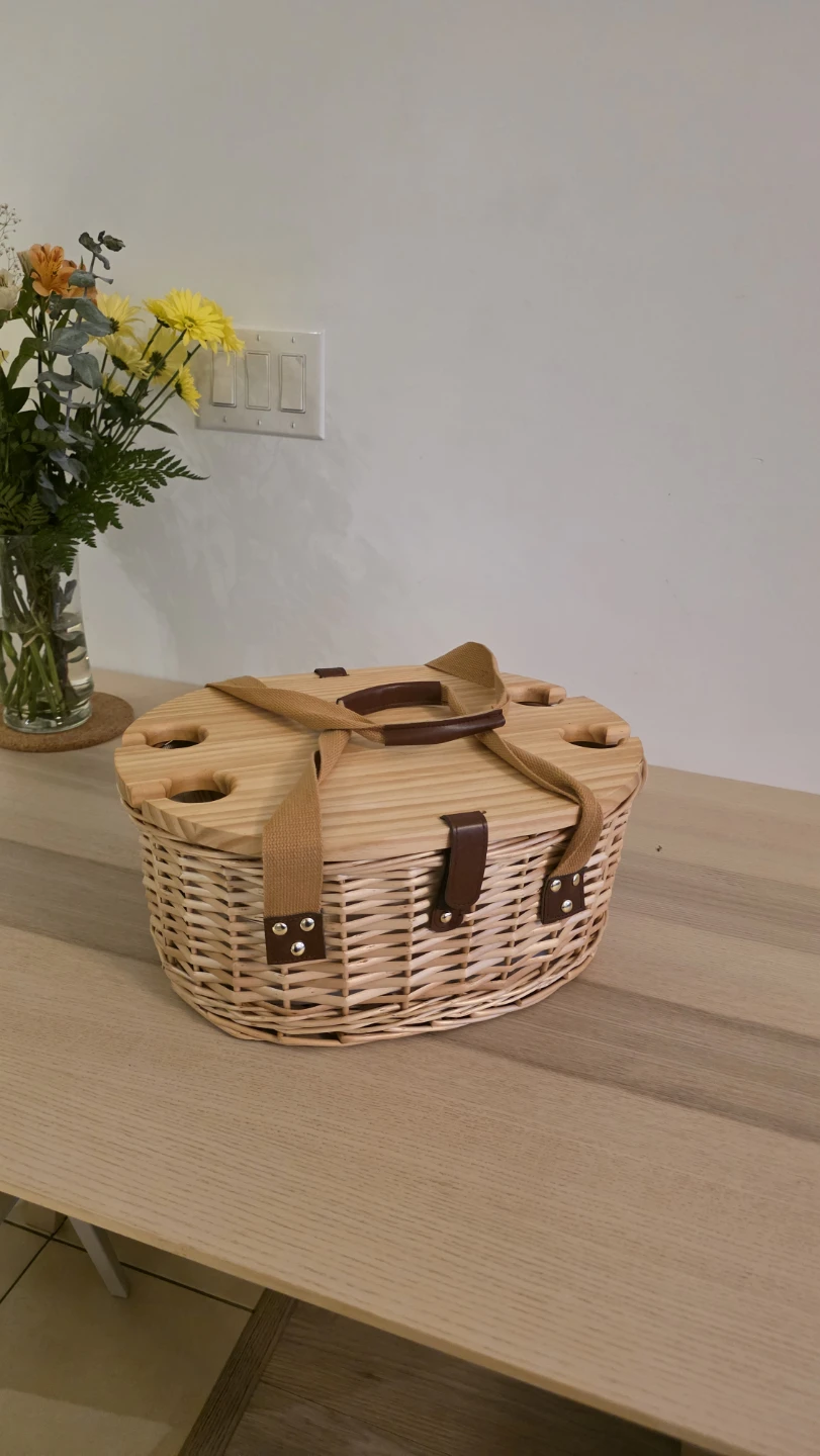 Picnic Basket Set with Cutlery and Glasses - photo 2