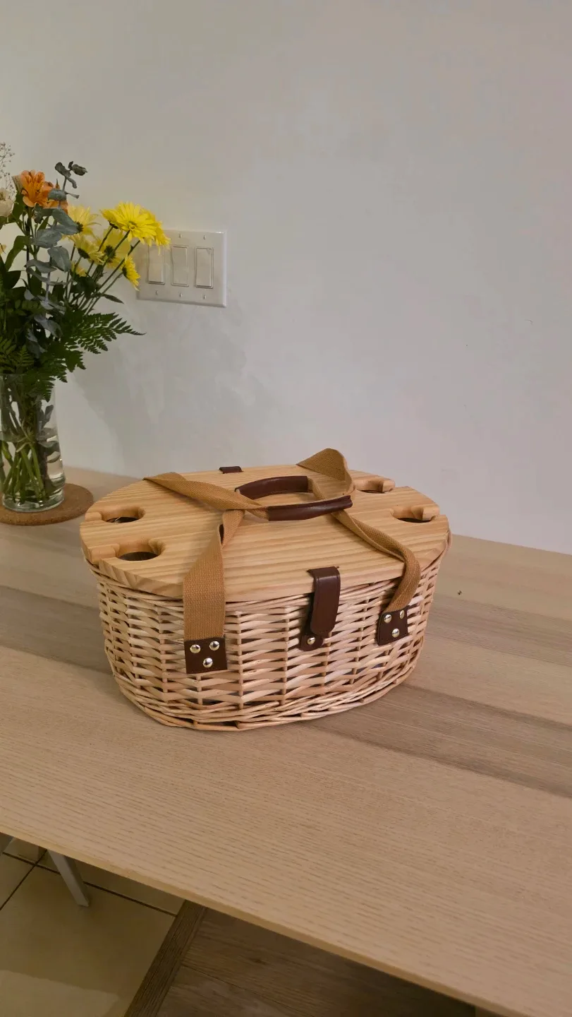Picnic Basket Set with Cutlery and Glasses - photo 2