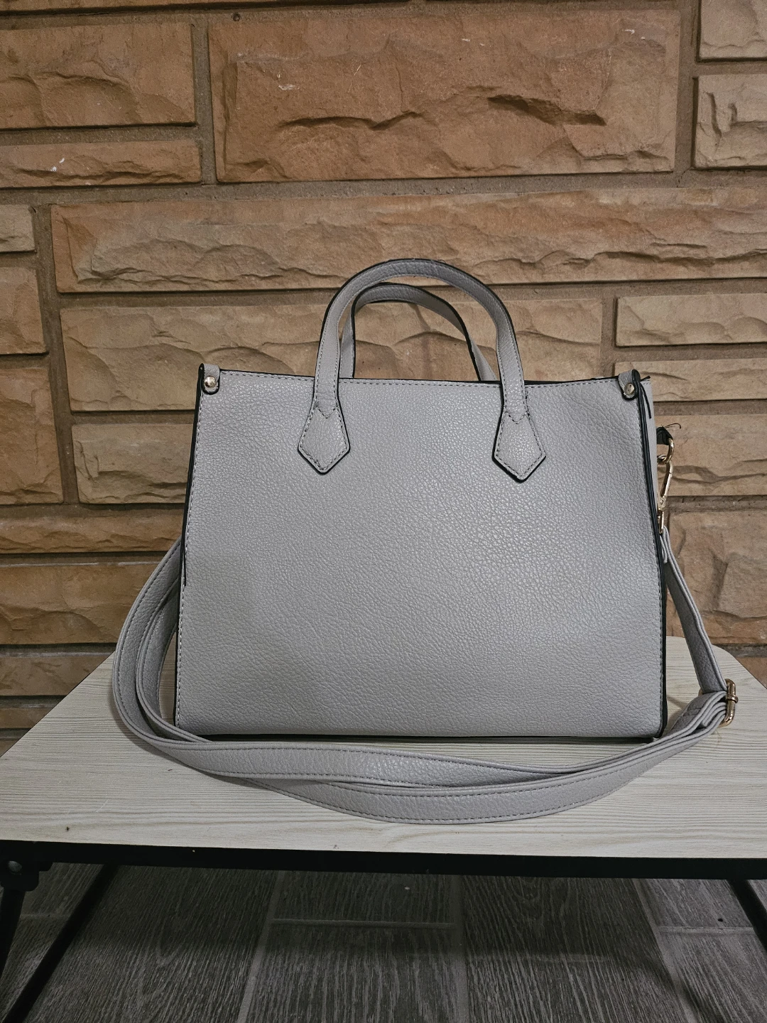 Gray Faux Leather Tote Bag - photo 3