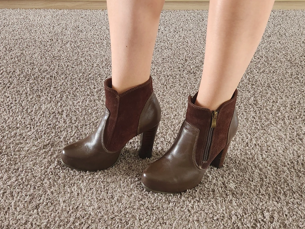 Brown Leather & Suede Ankle Boots - Size 7 - photo 2