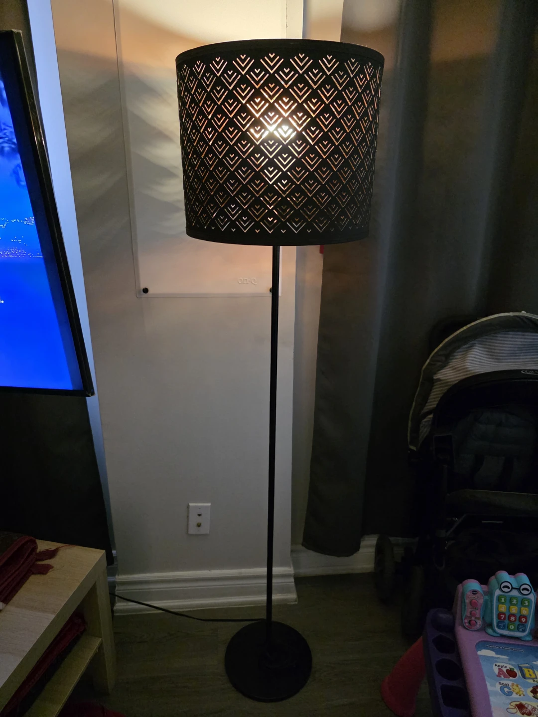 Black geometric shade floor lamp