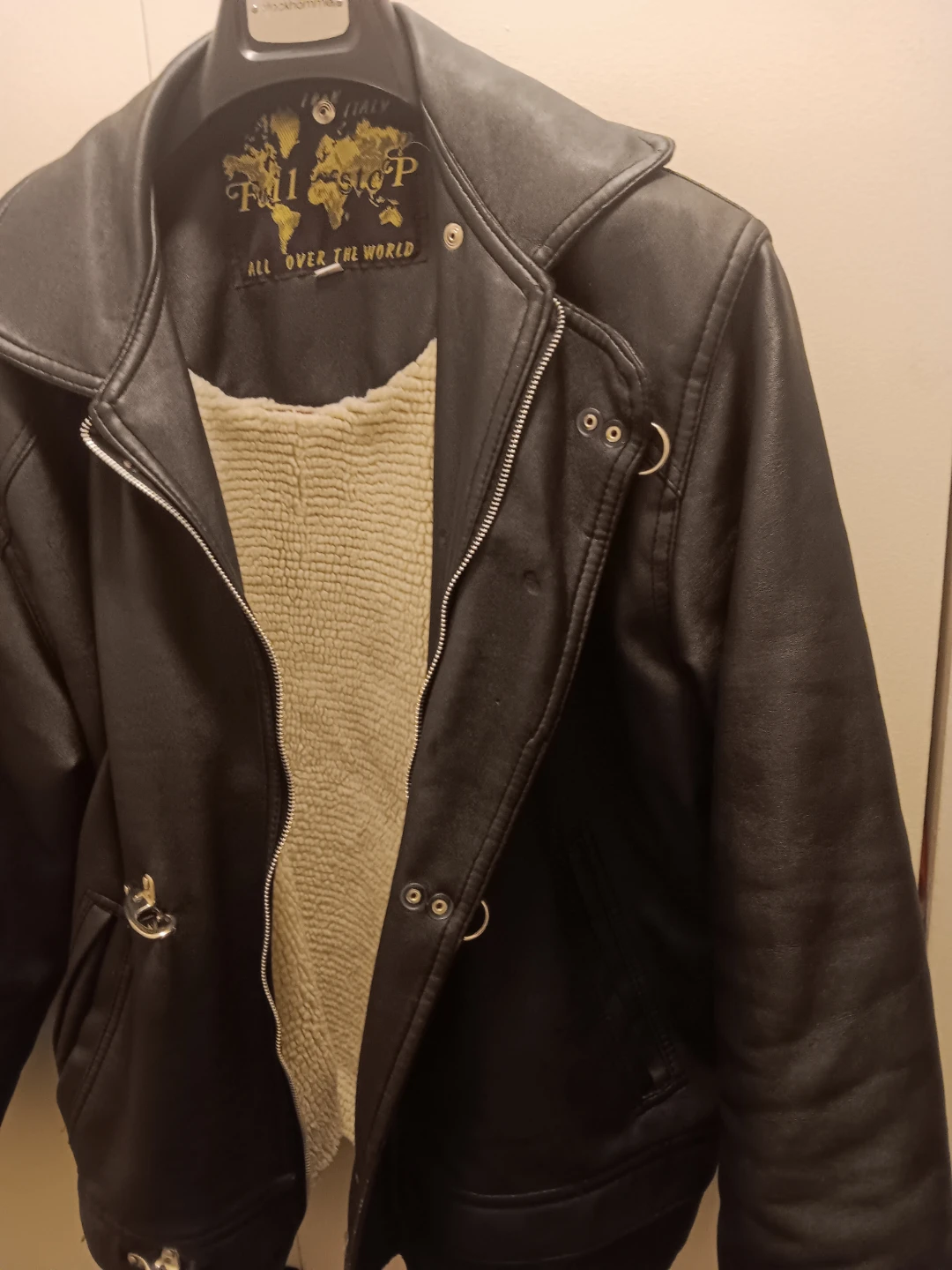 Full Stop "All Over The World" Black Faux Leather Jacket