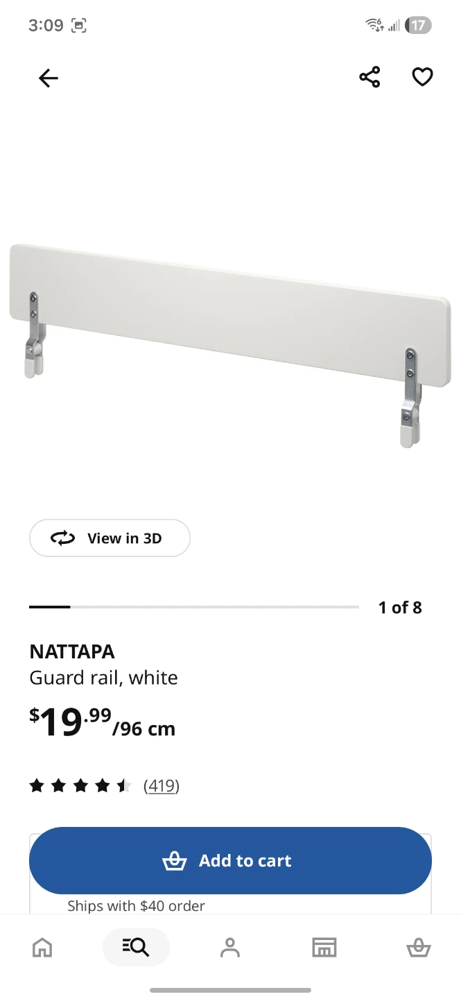 IKEA Nattapa Guard Rail White 96 cm