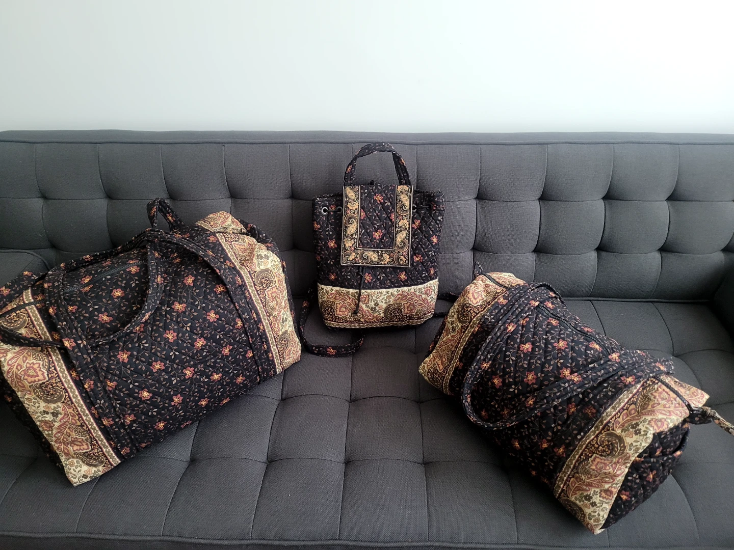 Vera Bradley Quilted Floral 3 Piece Set ( 2 Duffels & Backpack)