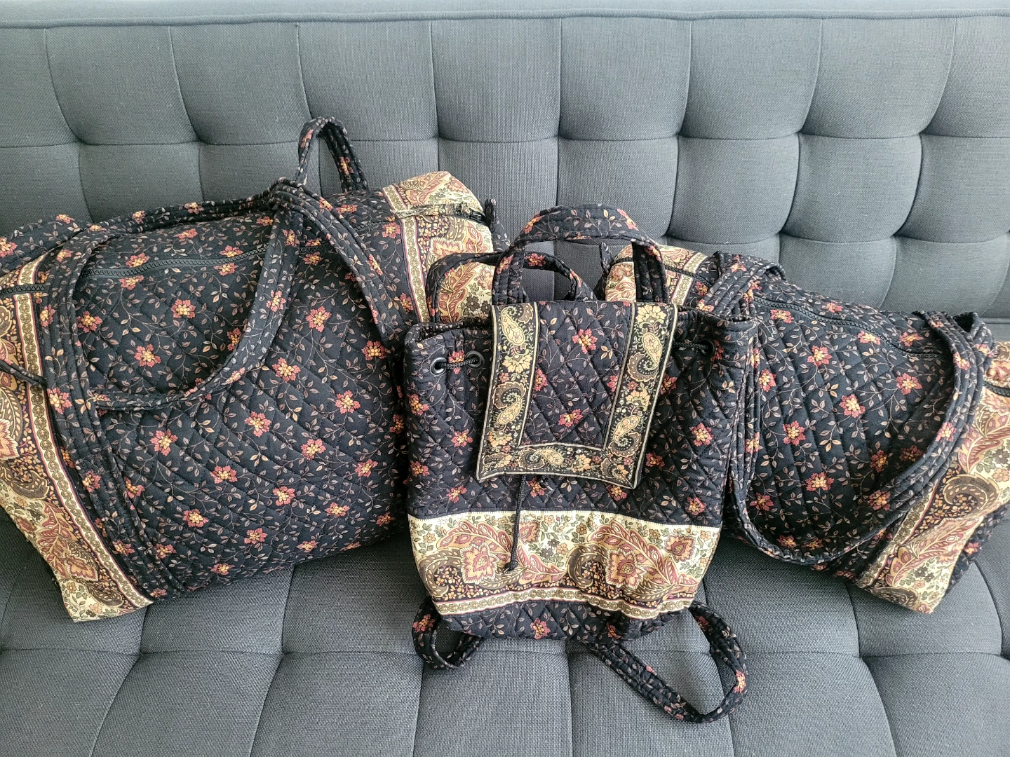 Vera Bradley Quilted Floral 3 Piece Set ( 2 Duffels & Backpack) - photo 2