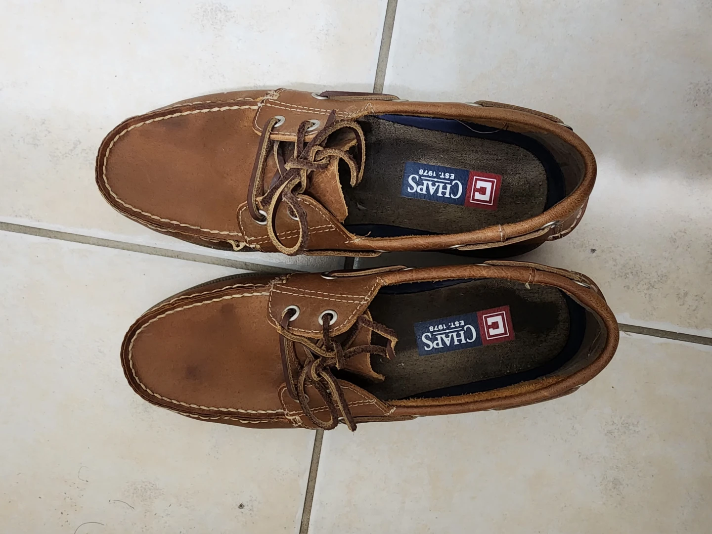 Chaps Brown Leather Boat Shoes