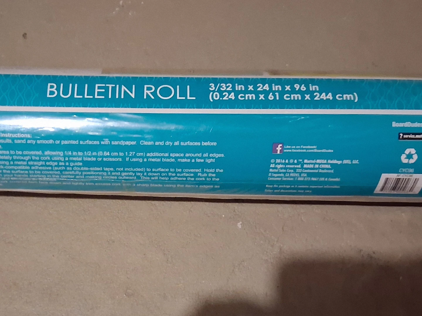 Bulletin Roll 3/32" x 24" x 96"