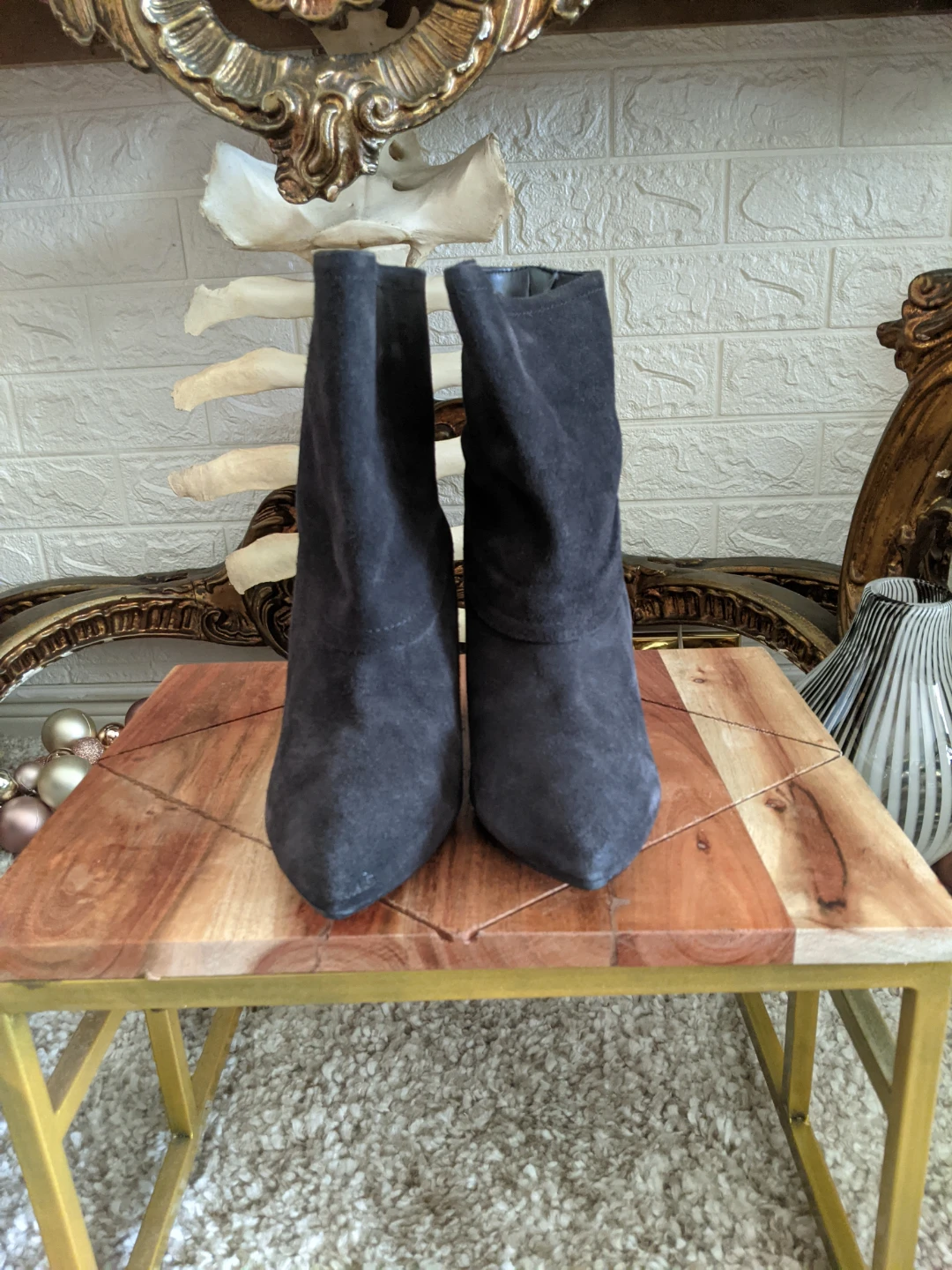 LE CHÂTEAU Wedge Ankle Boots - Dark Grey Suede