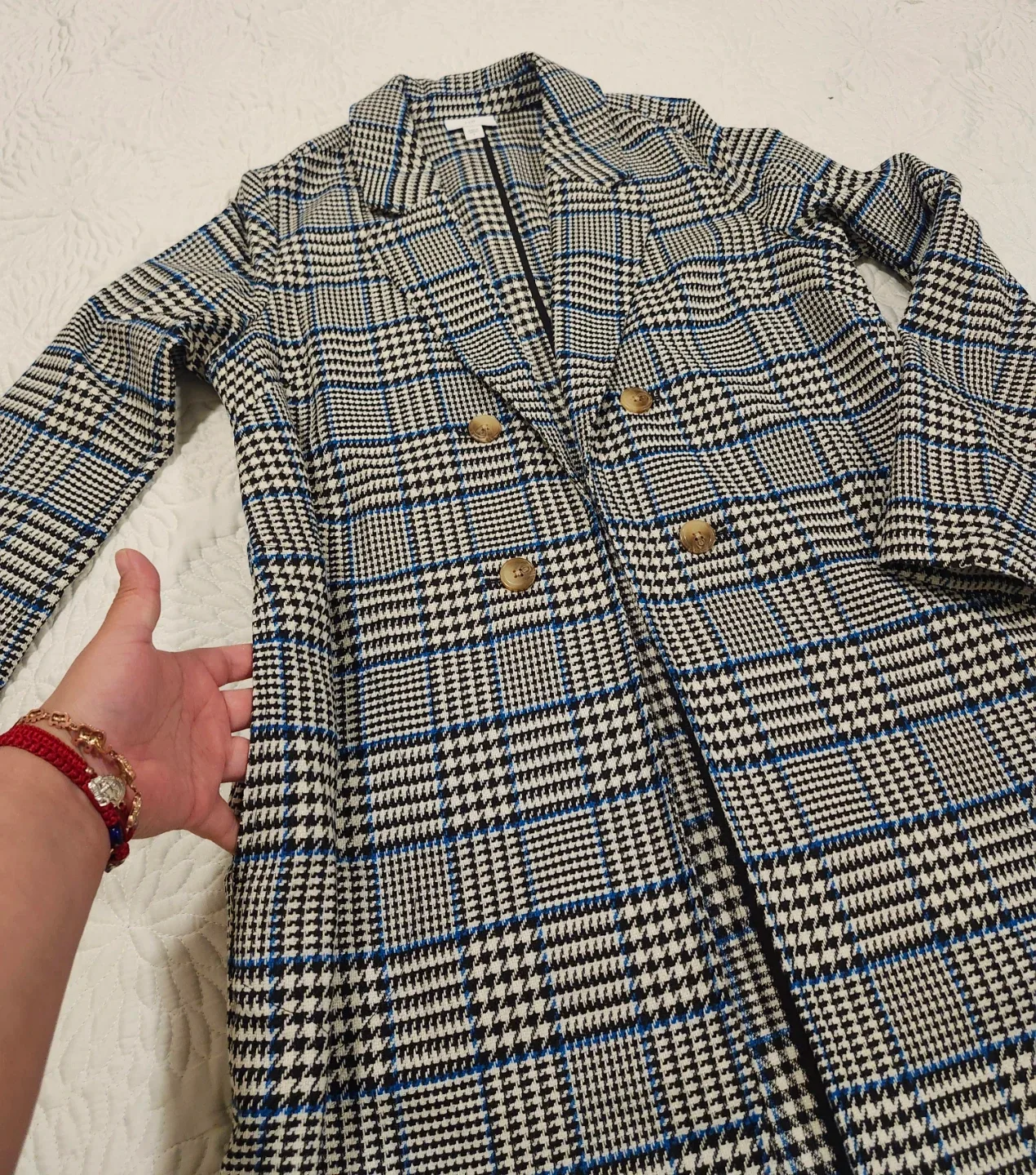 J.Jill Plaid Double-Breasted Long Blazer Coat Size S - photo 3