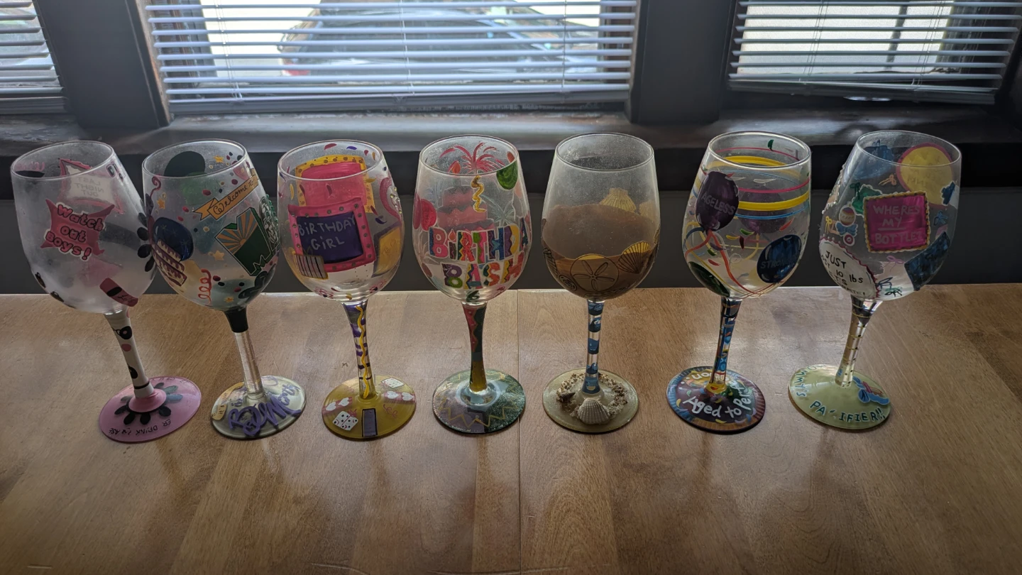 Lot of 14 Lolita Hand-Painted Wine Glasses - photo 3