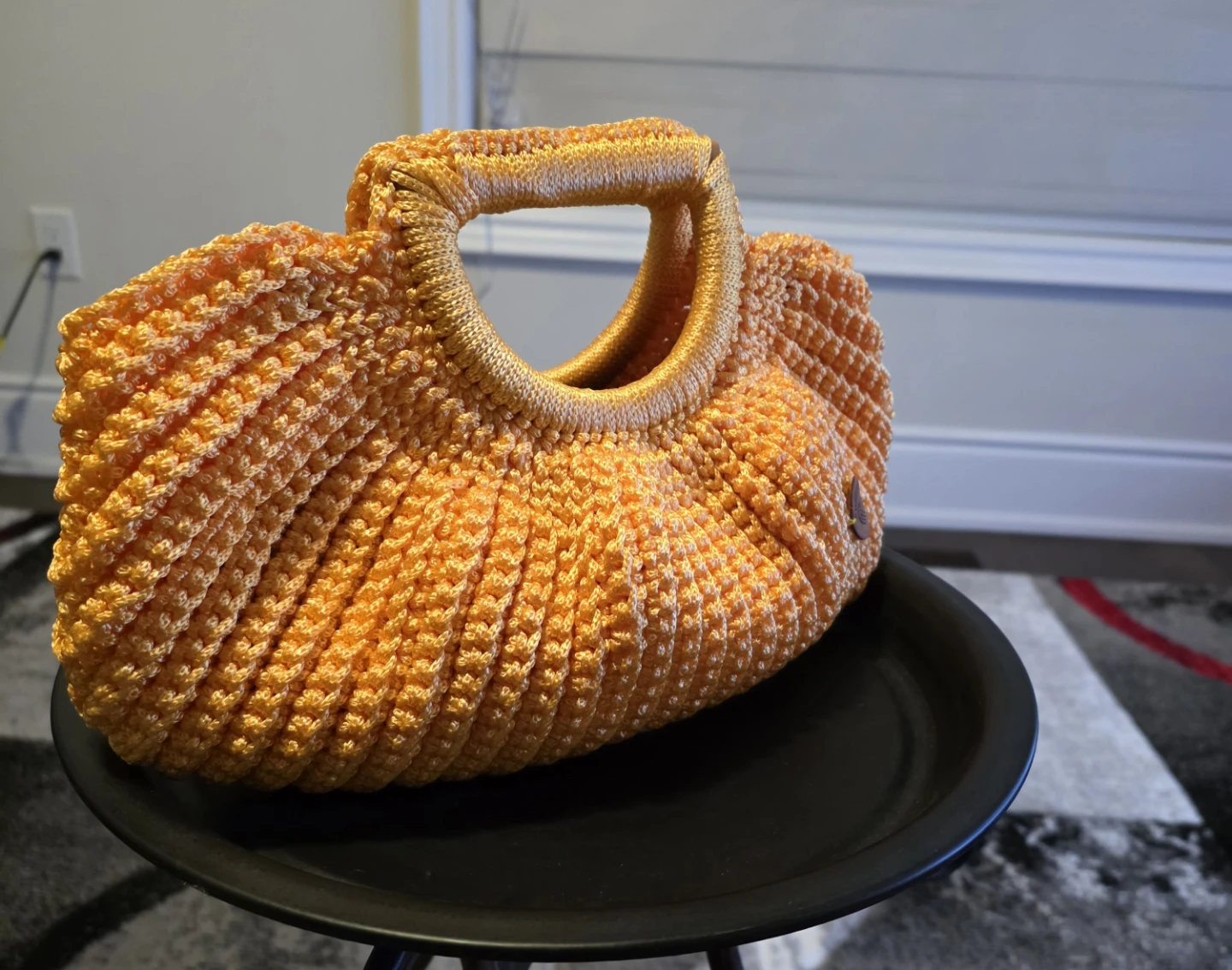 Crochet Clutchbag in Golden yellow color