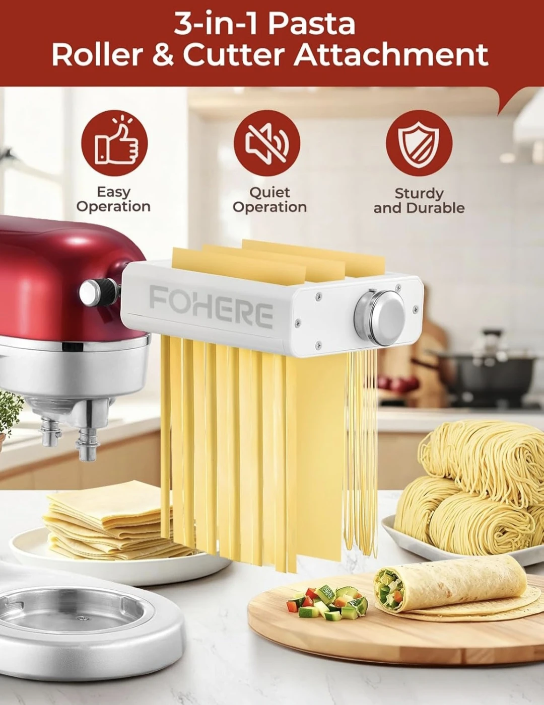 3 in 1 Pasta Maker attachment  7 Gears Adjustable - photo 3