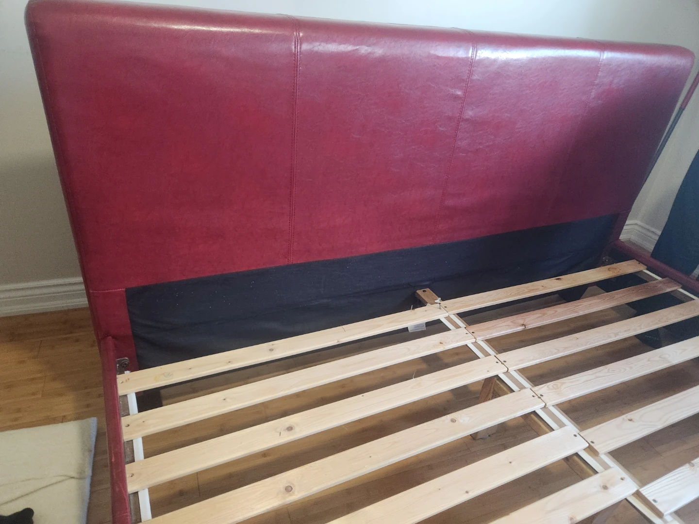 Red Faux Leather Bed Frame king size bed - photo 3