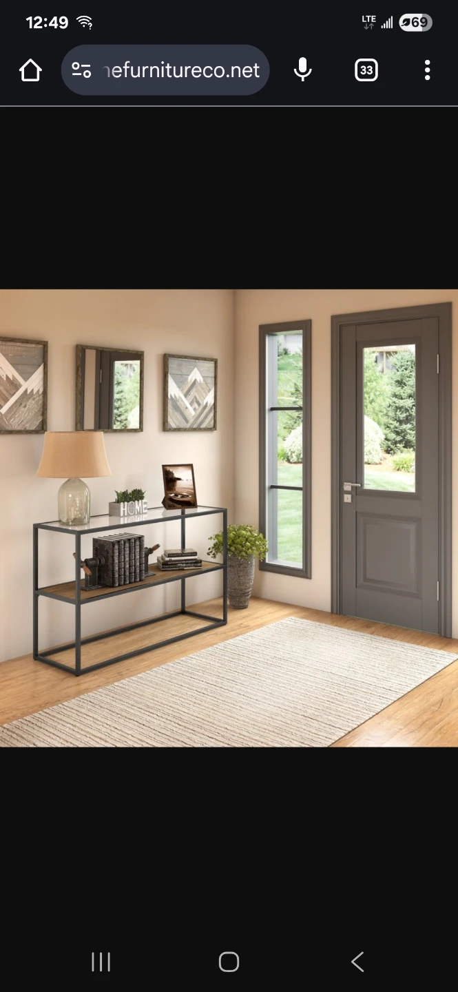 Glass and Wood Console Table