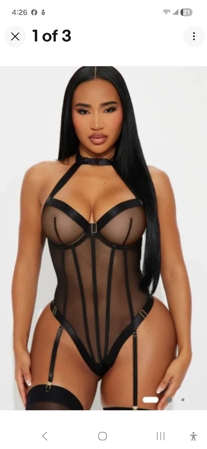 Black Mesh Bodysuit with Halter Neck