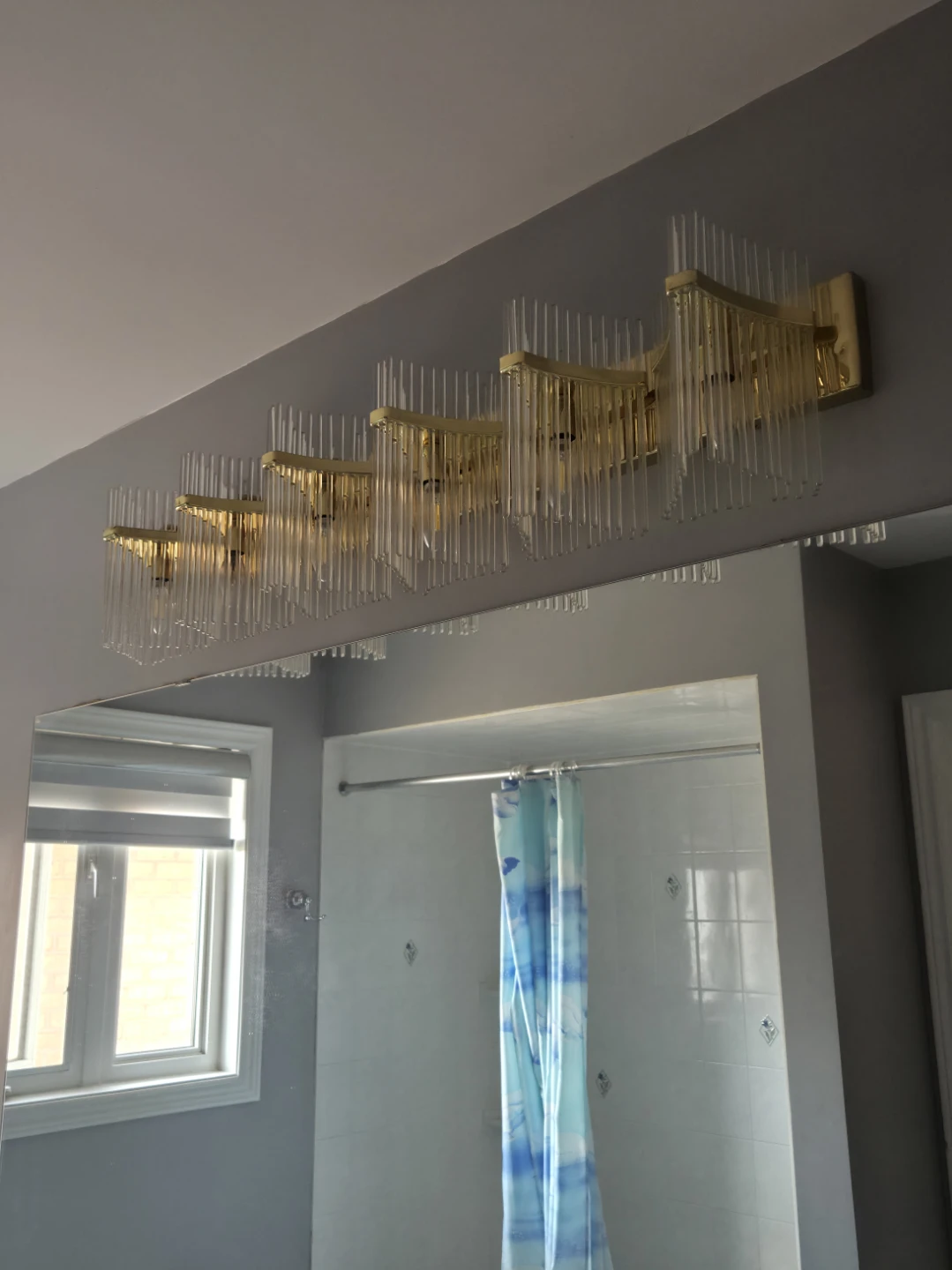 Modern Gold Vanity Light Fixture with Crystal Glass Rods - photo 2