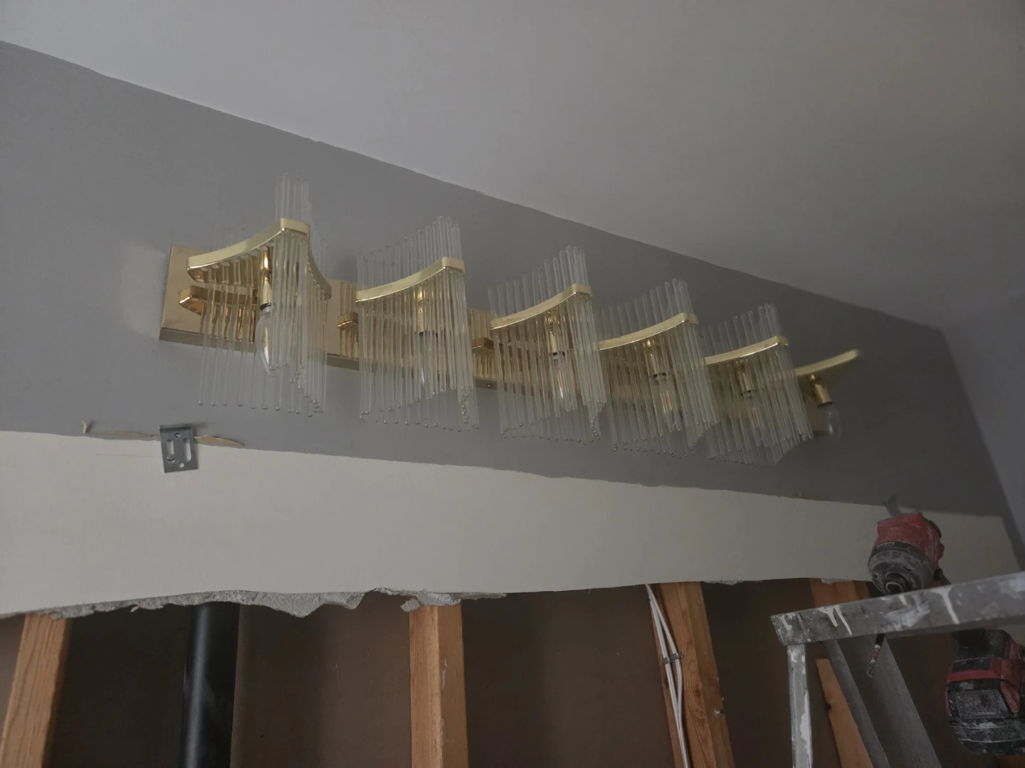 Modern Gold Vanity Light Fixture with Crystal Glass Rods - photo 3