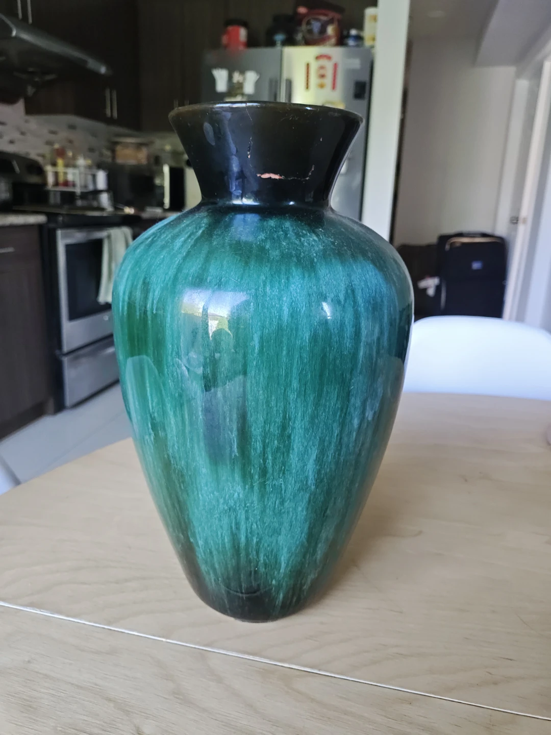 Large Ceramic Vase - Green and Black