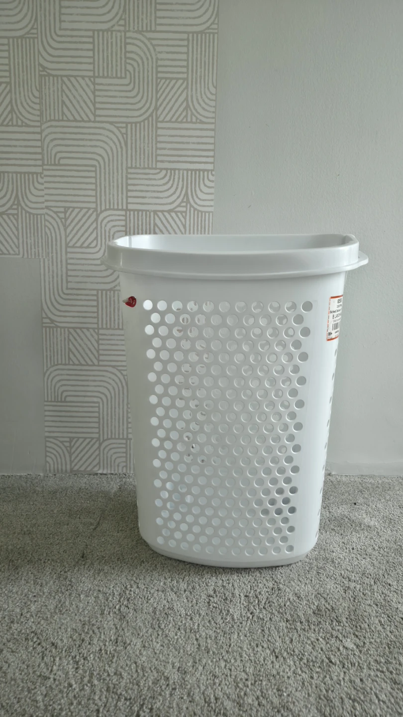 White Perforated Laundry Basket