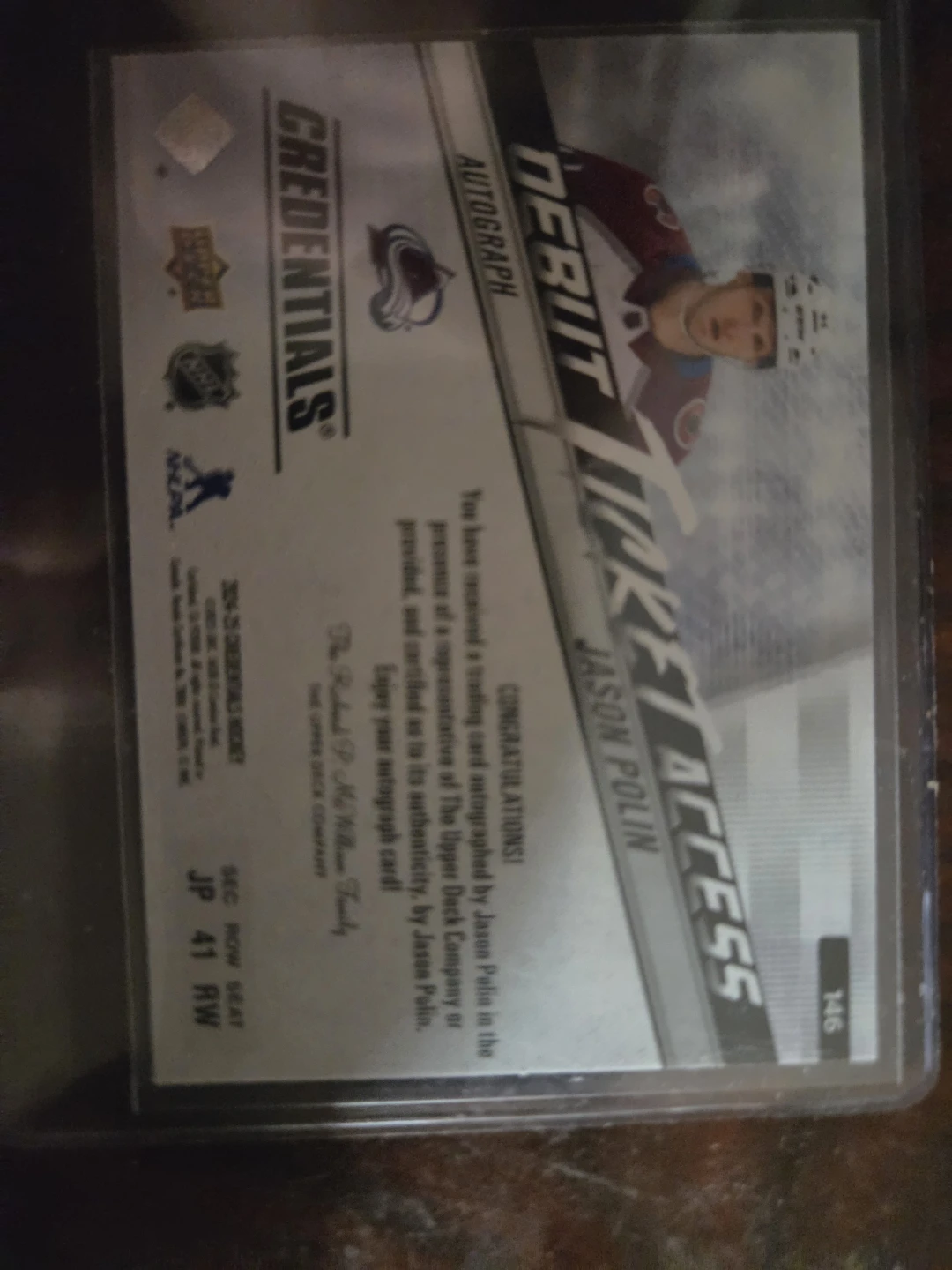 Jason Polin Autographed Debut Ticket Access Hockey Card - photo 2