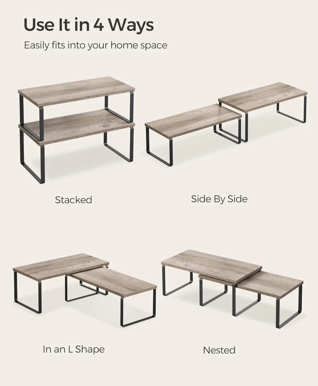 SONGMICS Set of 2 Stackable Shelves - photo 5