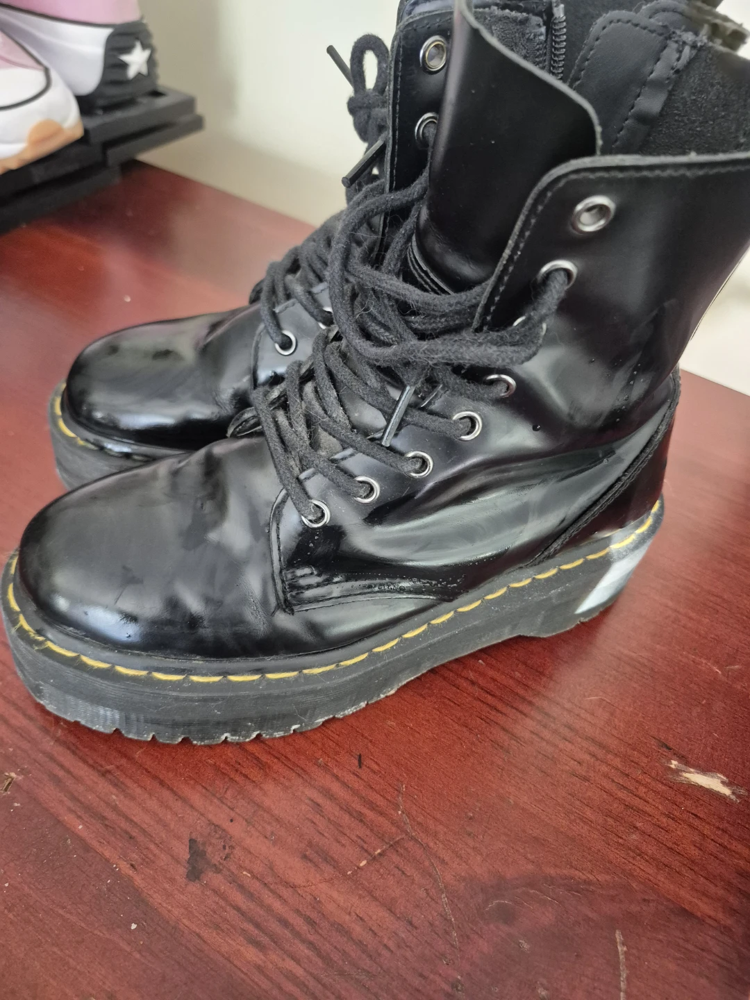 Dr. Martens Black Patent Leather Platform Boots