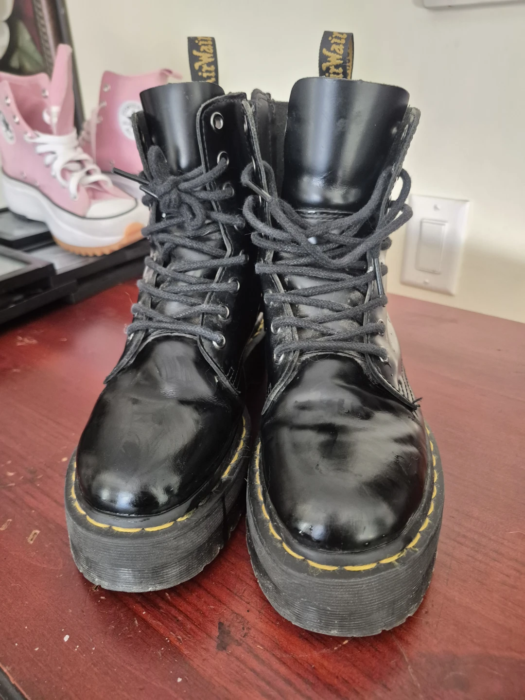 Dr. Martens Black Patent Leather Platform Boots - photo 2