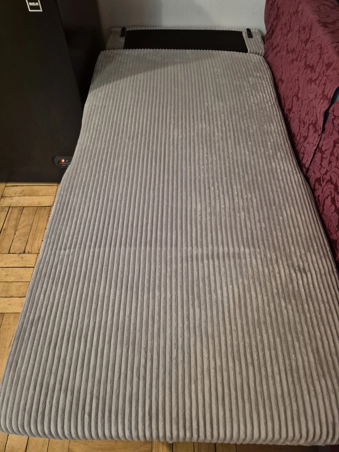 BN)Grey Corduroy Lounge Chair With Stroage