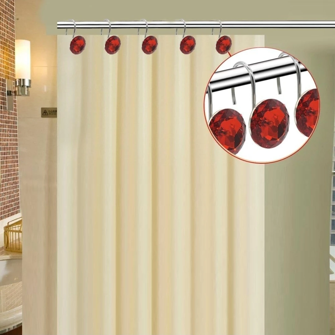Luxury Red Crystal Shower Curtain Hooks Set of 12 Chrome - photo 4