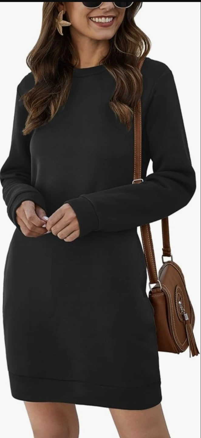 Women Crewneck Sweatshirt Casual Mini Dresses Pullover