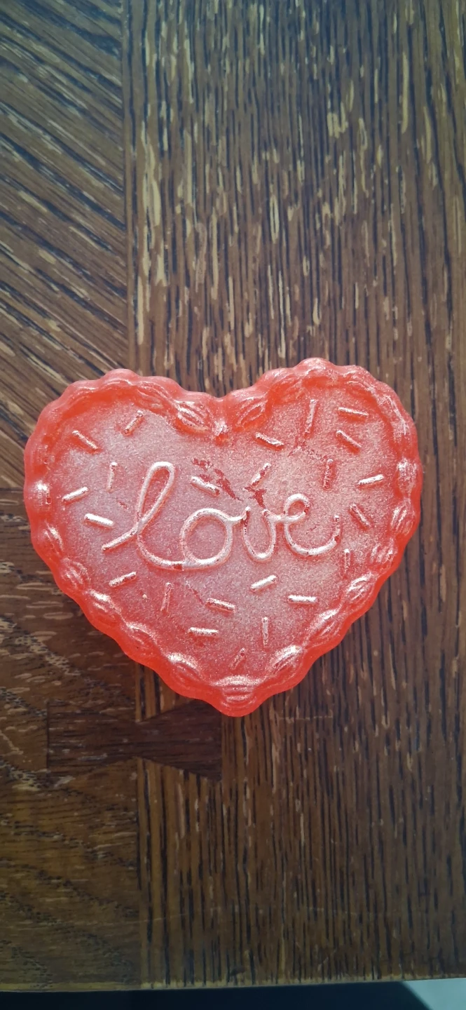 Heart shaped soaps with "love" inscription