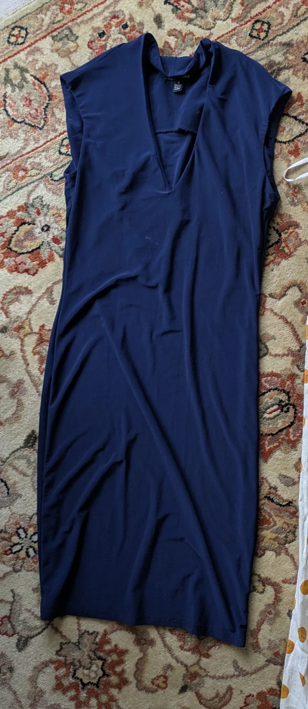 Navy Blue Sleeveless V-Neck Dress
