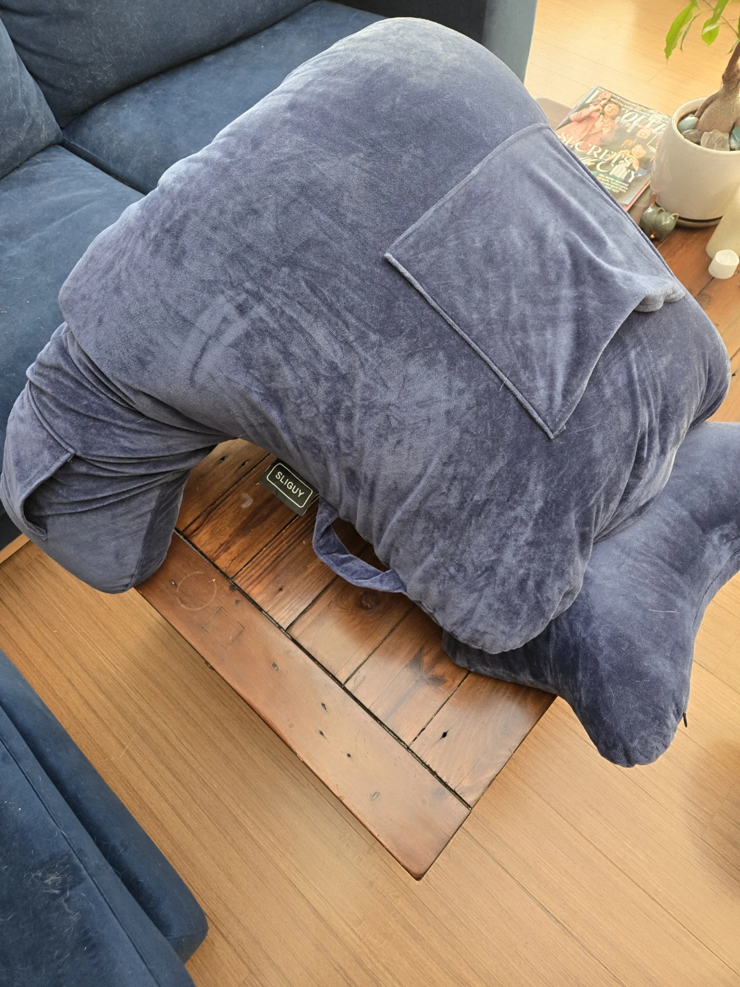 SLIGUY Large Blue Backrest Bedrest and Reading Pillow - photo 3