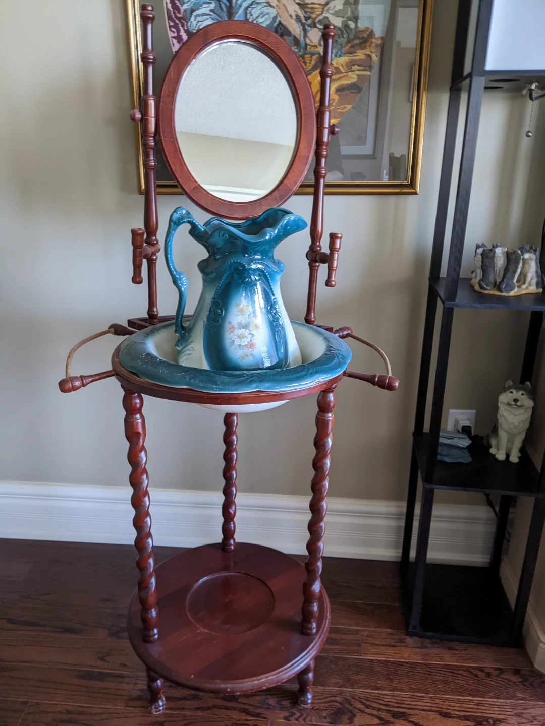 Antique Wash Stand with Mirror and Pitcher - photo 2