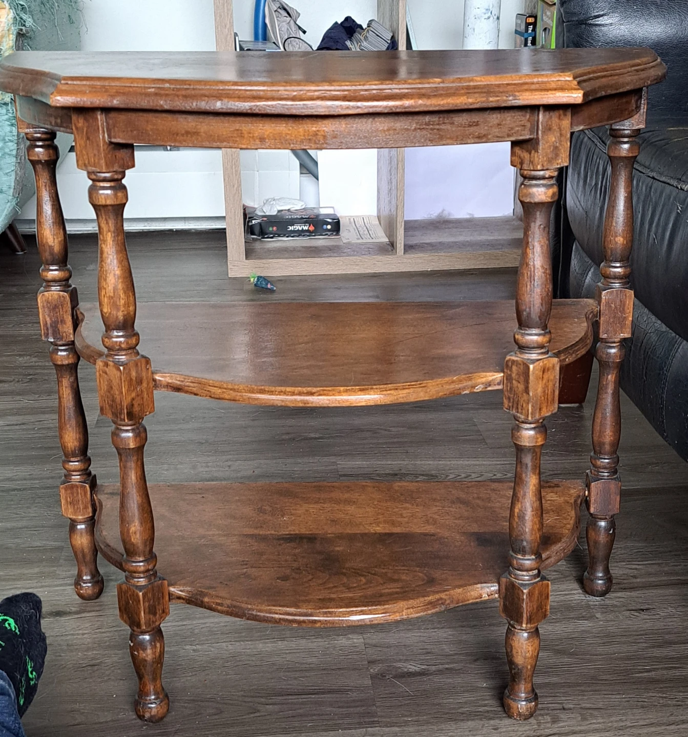 Wooden Three-Tiered Side Table
