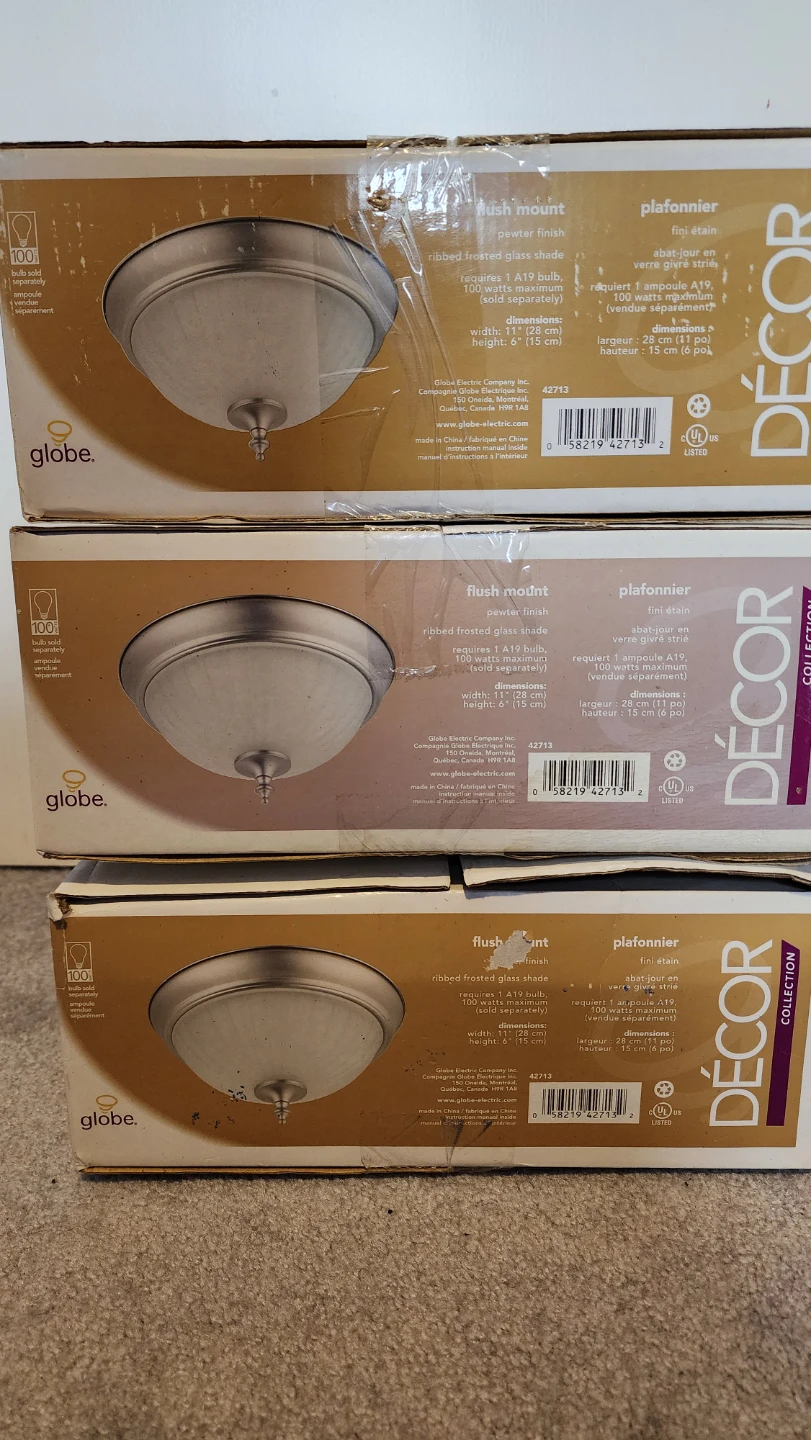 Globe Electric Flush Mount Pewter Finish Light Fixture - photo 3