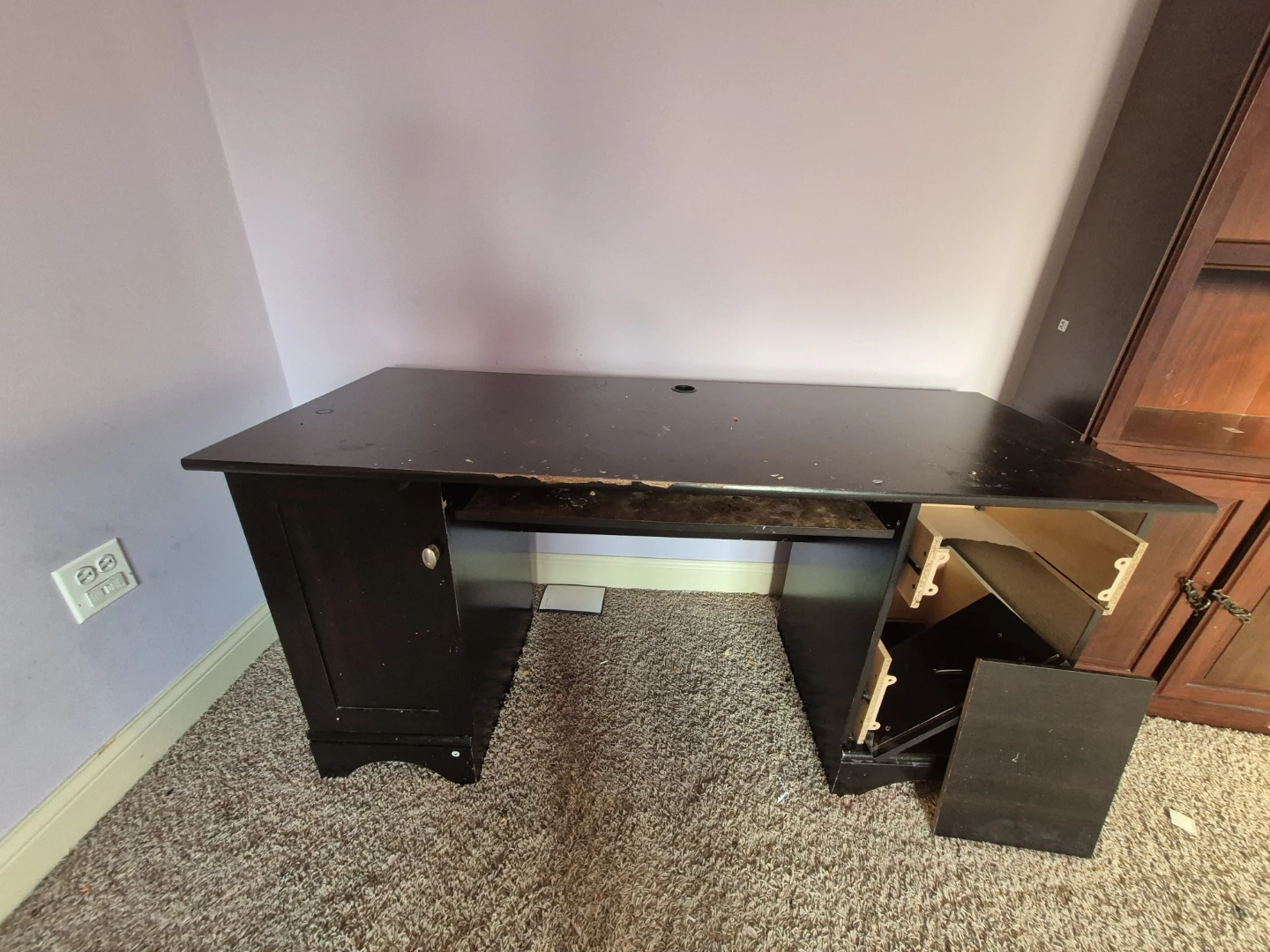 Dark Brown Computer Desk with Drawers