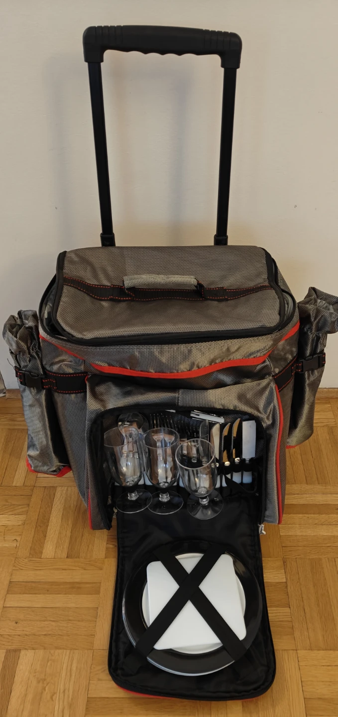 Picnic Rolling Cooler Bag with Utensils and Glasses - photo 2