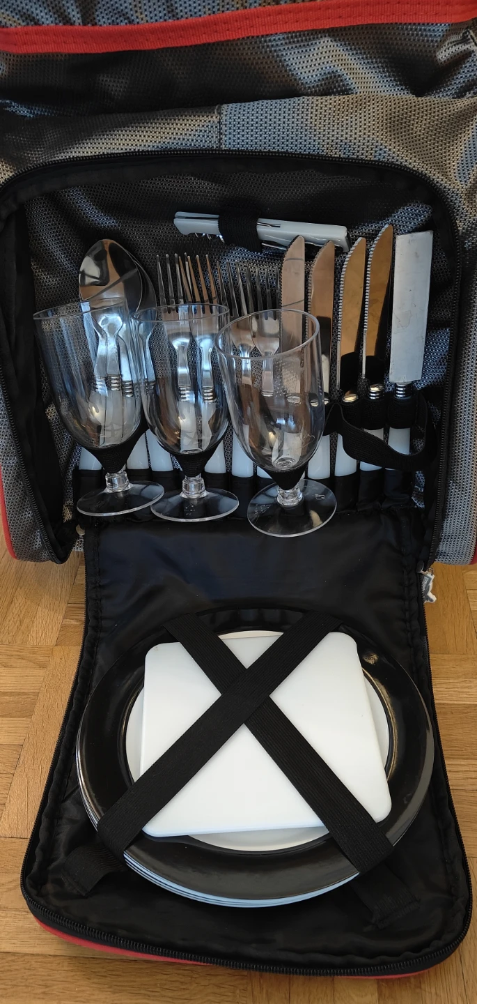 Picnic Rolling Cooler Bag with Utensils and Glasses - photo 3