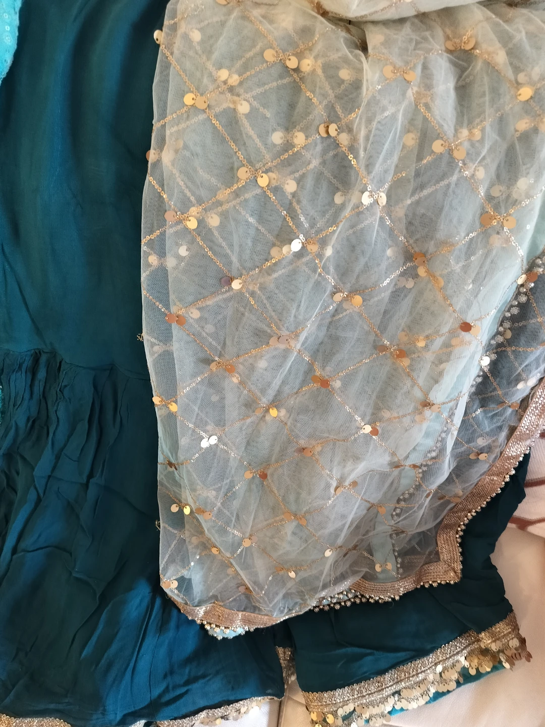 Teal Embellished Kurti with Dupatta - photo 2