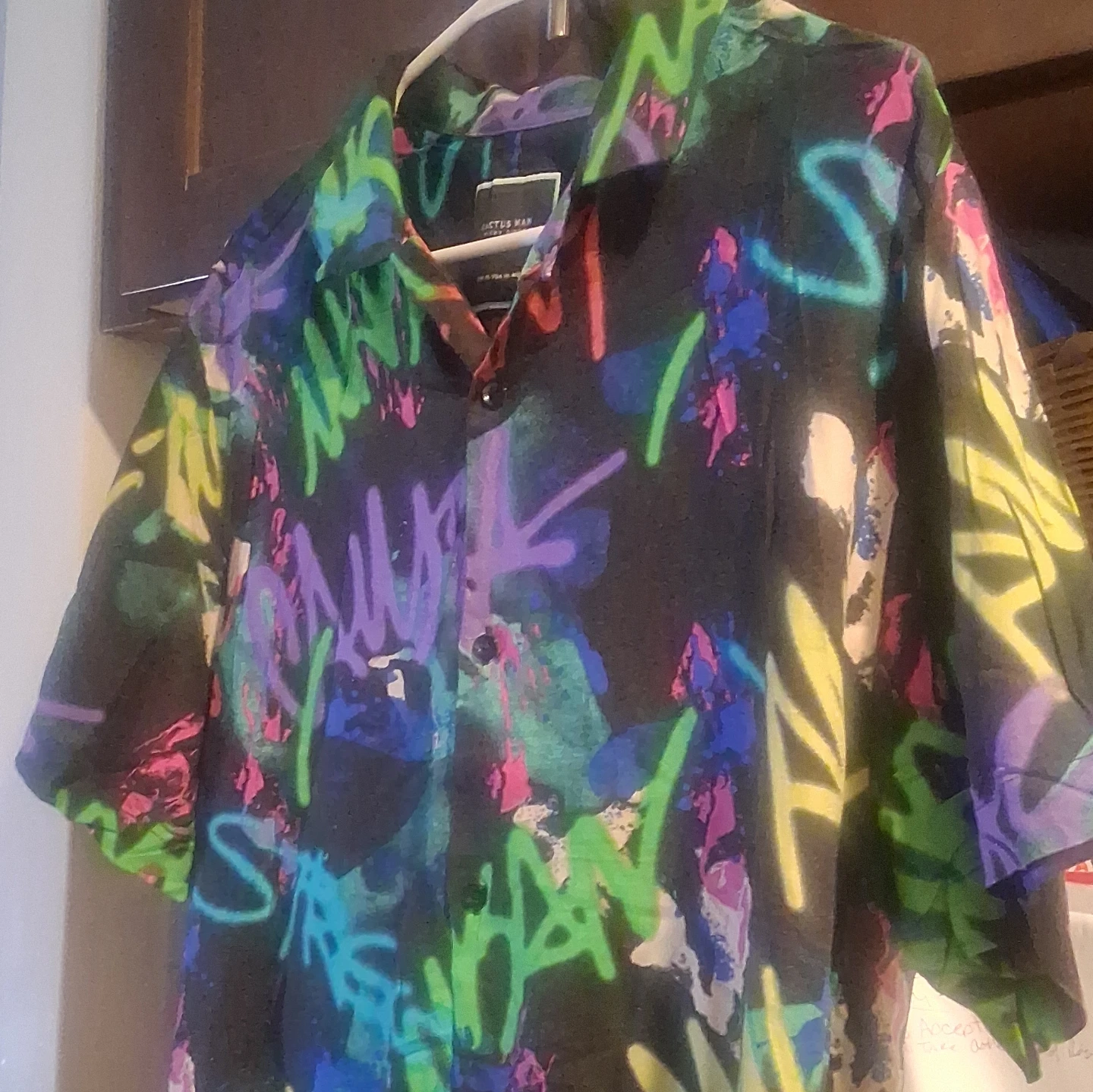 CACTUS MAN RICKY SINGH Graffiti Short Sleeve Button Up Shirt XL - photo 4