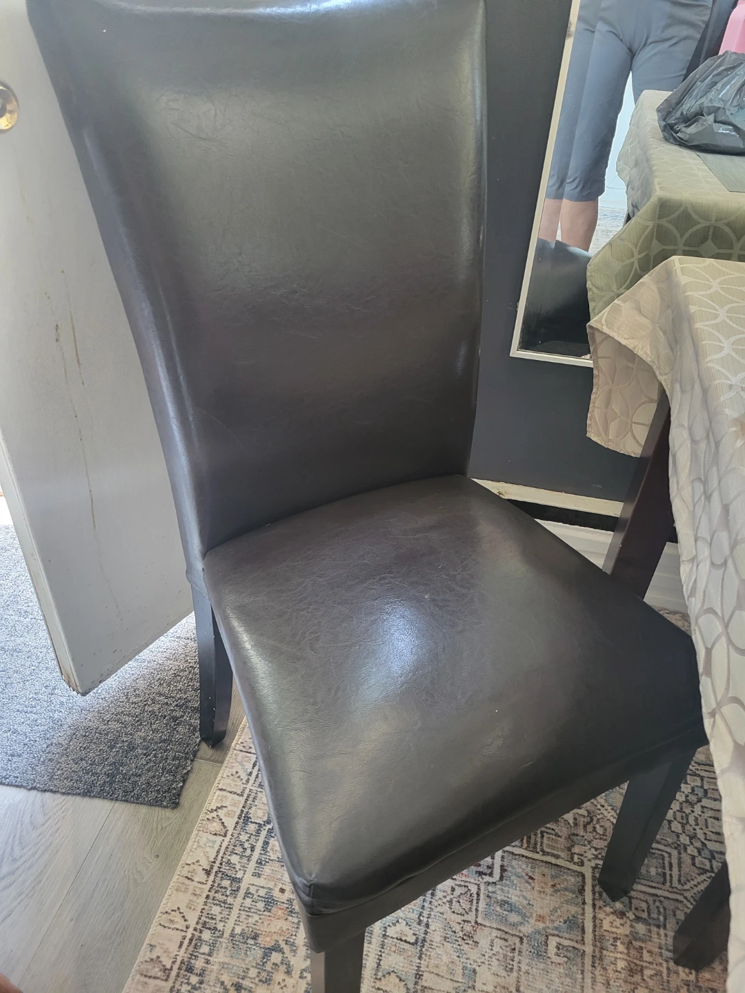 Dark Brown Faux Leather Dining Chair