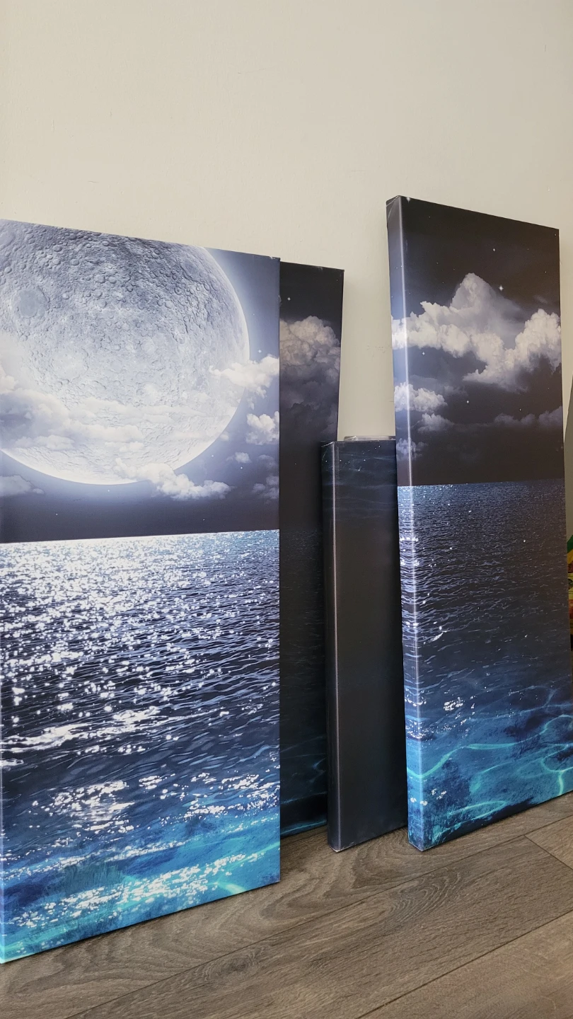 Canvas Wall Art Romantic Full Moon 5 - Pieces - photo 2