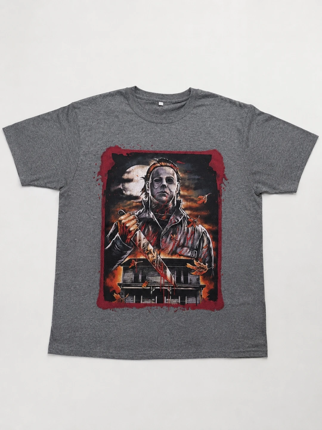 Michael Myers Halloween Horror Movie Graphic Tee Shirt Gray, 2XL