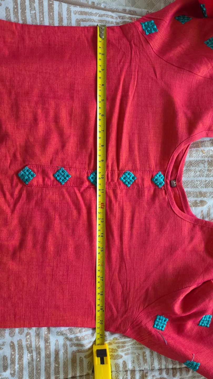 Red Kurti with Blue Embroidery - photo 4